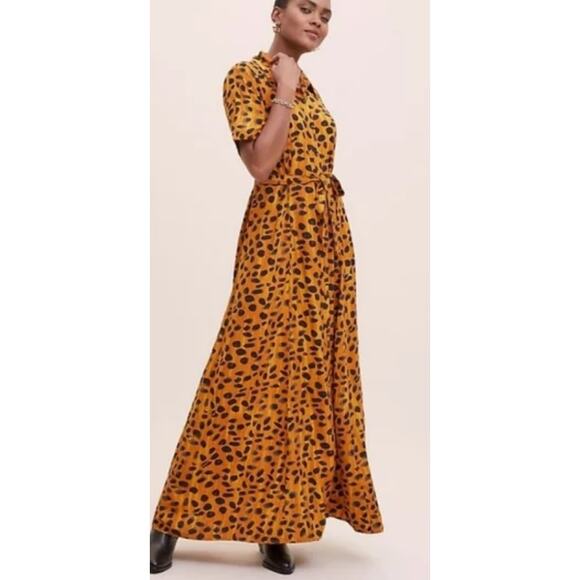 Anthropologie Dresses & Skirts - Anthropologie Porridge Vianne Maxi Shirt Dress Cheetah Animal Print Size 4